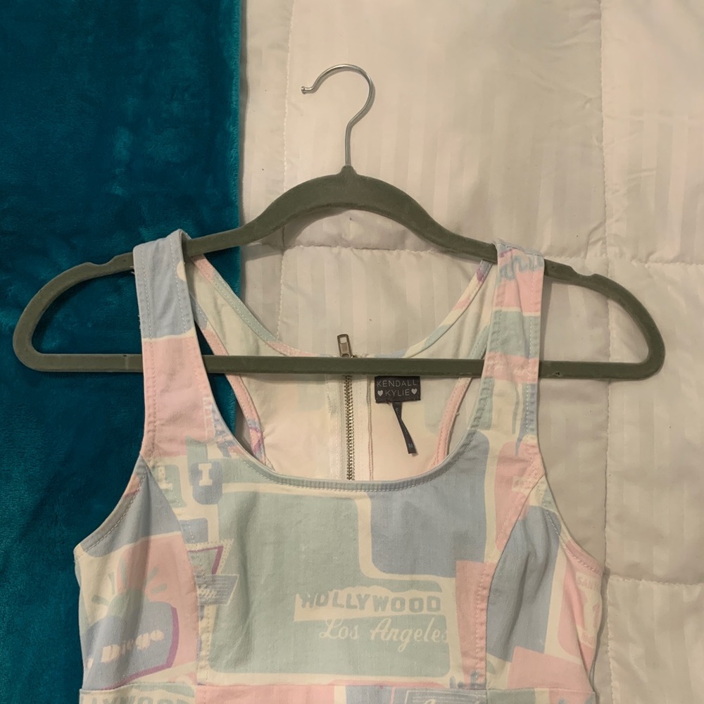 Travel Themed Pastel Denim Dress